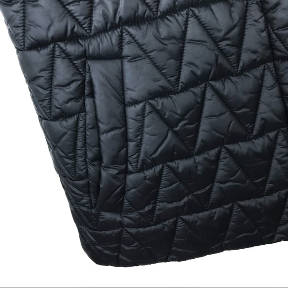 Eileen Fisher Quilted Black Snap Front Puffer Vest Chevron Black Medium - Picture 10 of 12